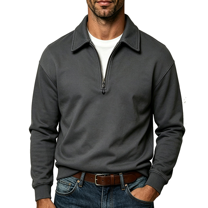 Men's Relaxed Quarter-Zip Polo Sweatshirt