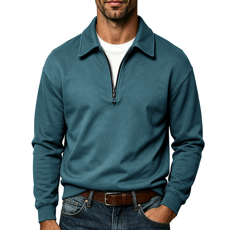 Men's Relaxed Quarter-Zip Polo Sweatshirt