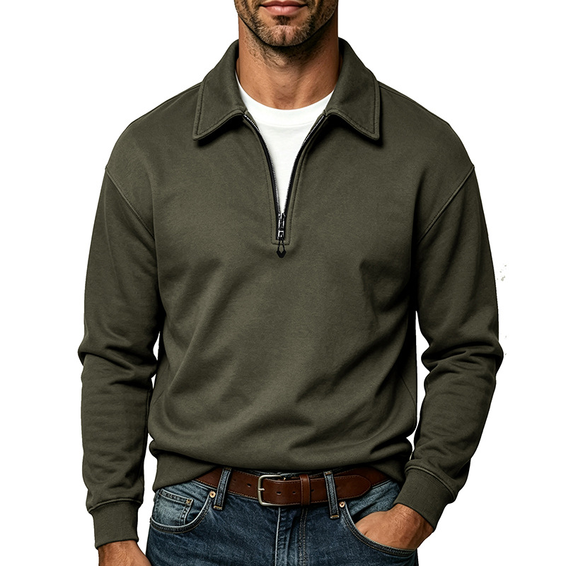 Men's Relaxed Quarter-Zip Polo Sweatshirt