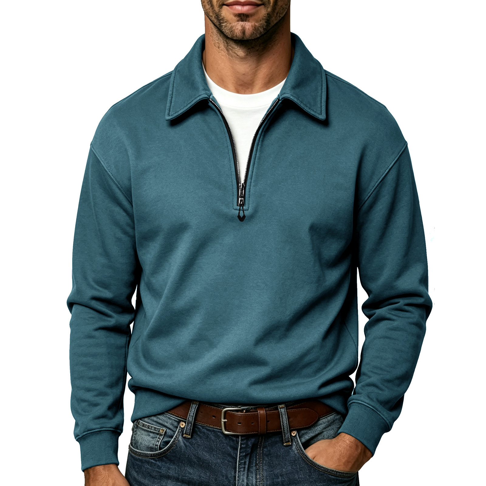 Men's Relaxed Quarter-Zip Polo Sweatshirt