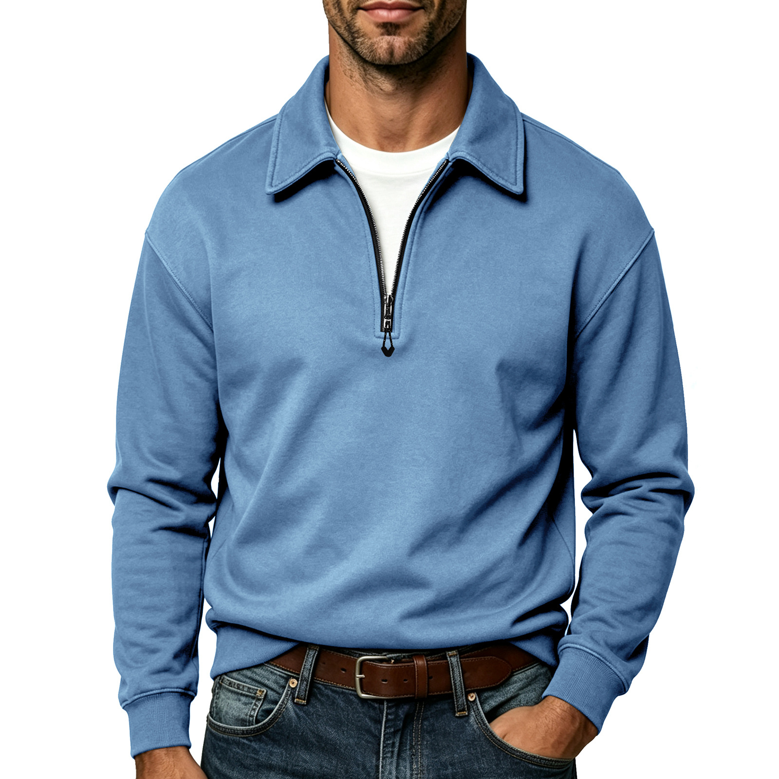 Men's Relaxed Quarter-Zip Polo Sweatshirt