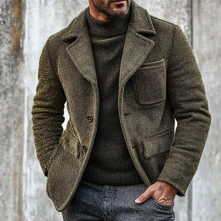 Men's Vintage Textured Notch-Lapel Blazer