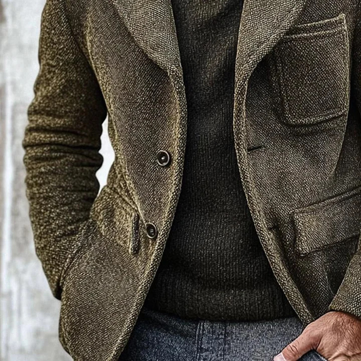 Men's Vintage Textured Notch-Lapel Blazer