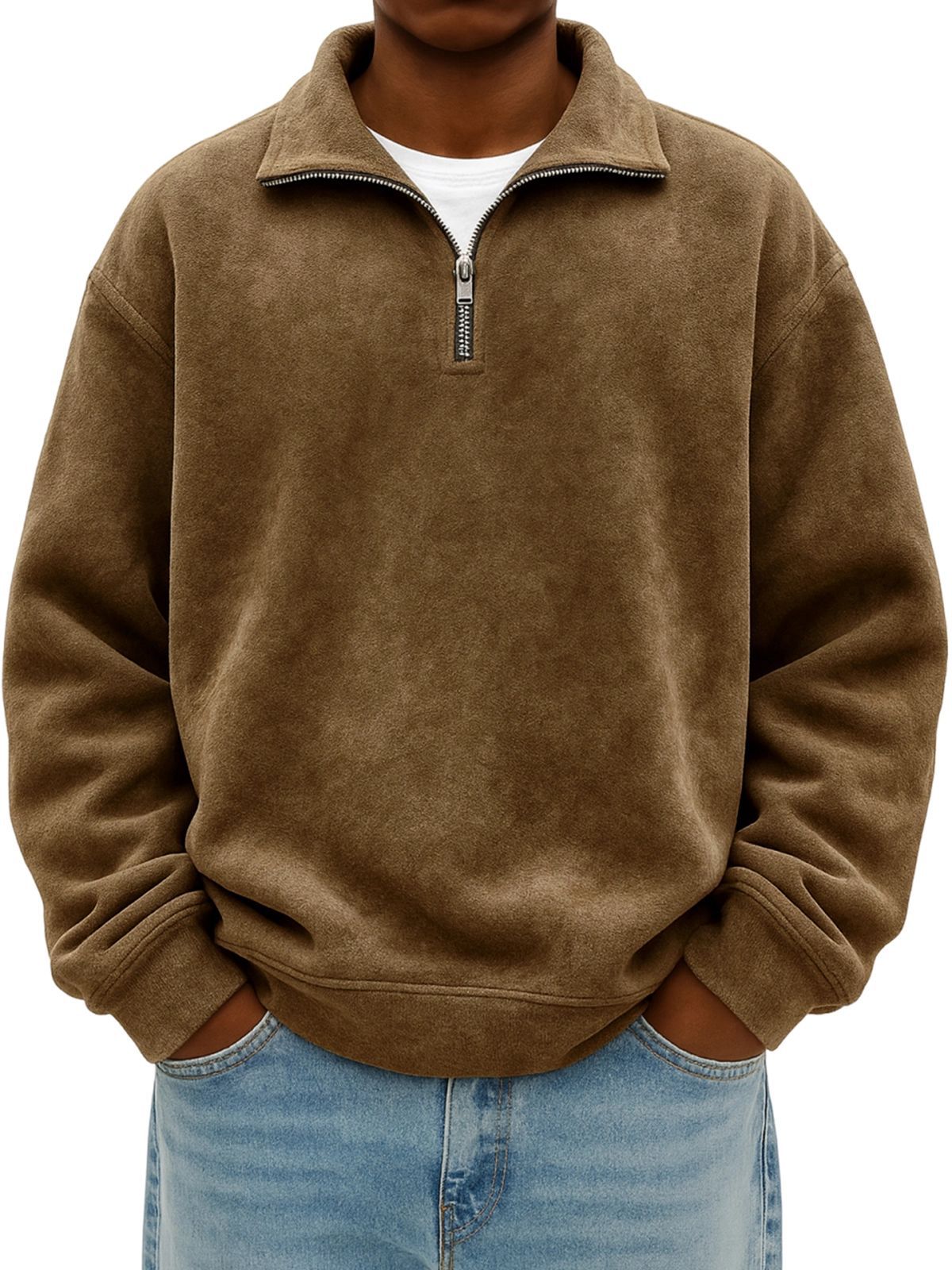 Dark Brown half-zip sweatshirt