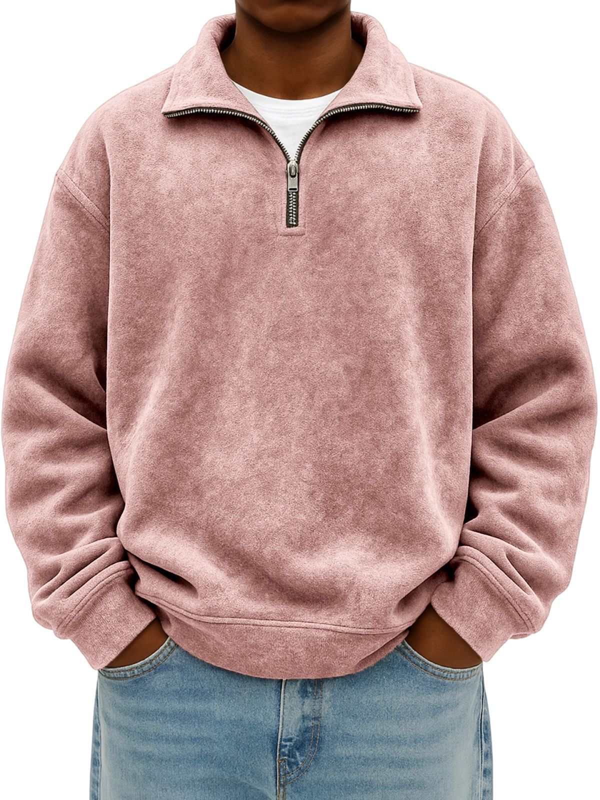 Pink half-zip sweatshirt