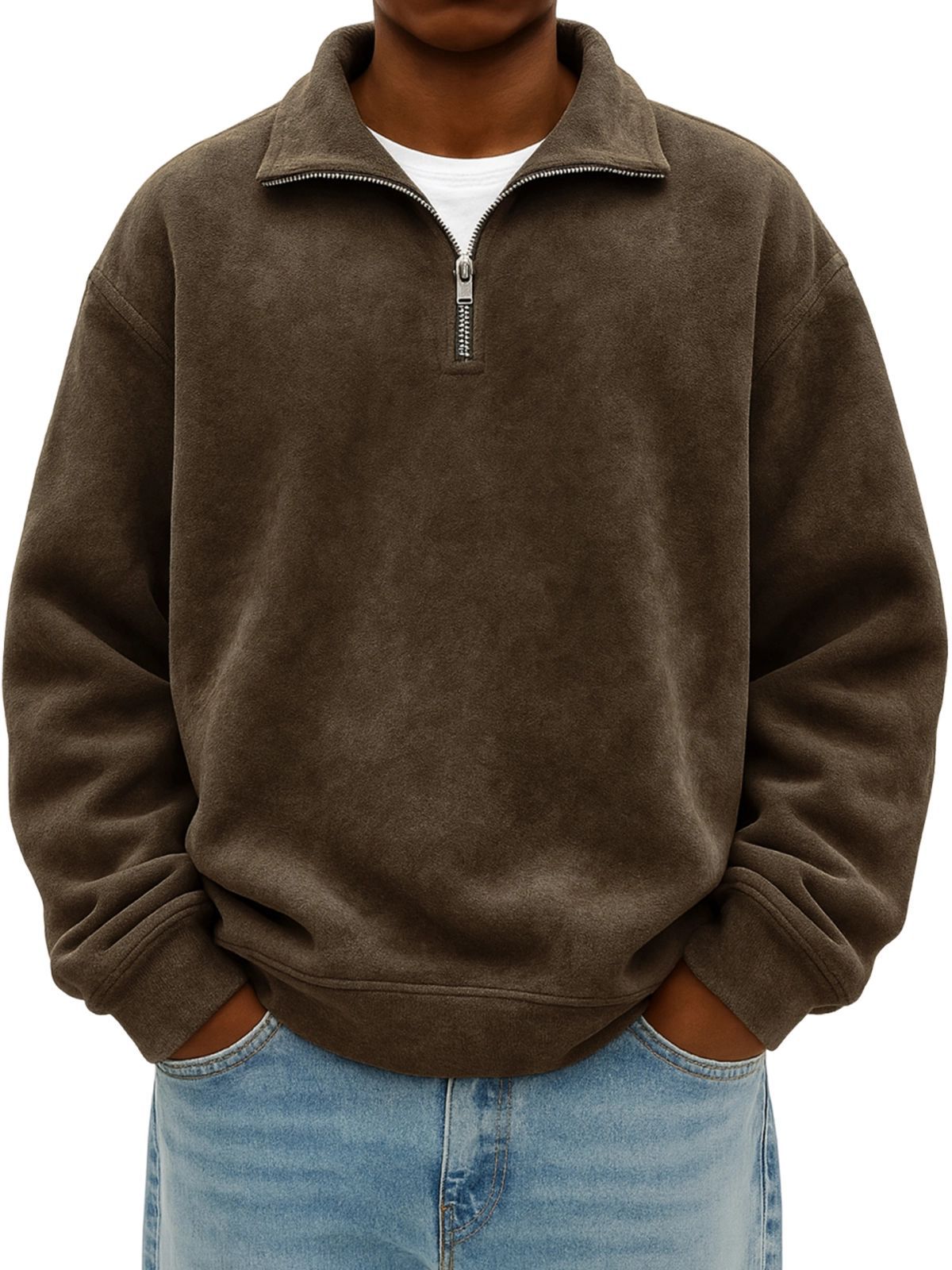 Maroon half-zip sweatshirt