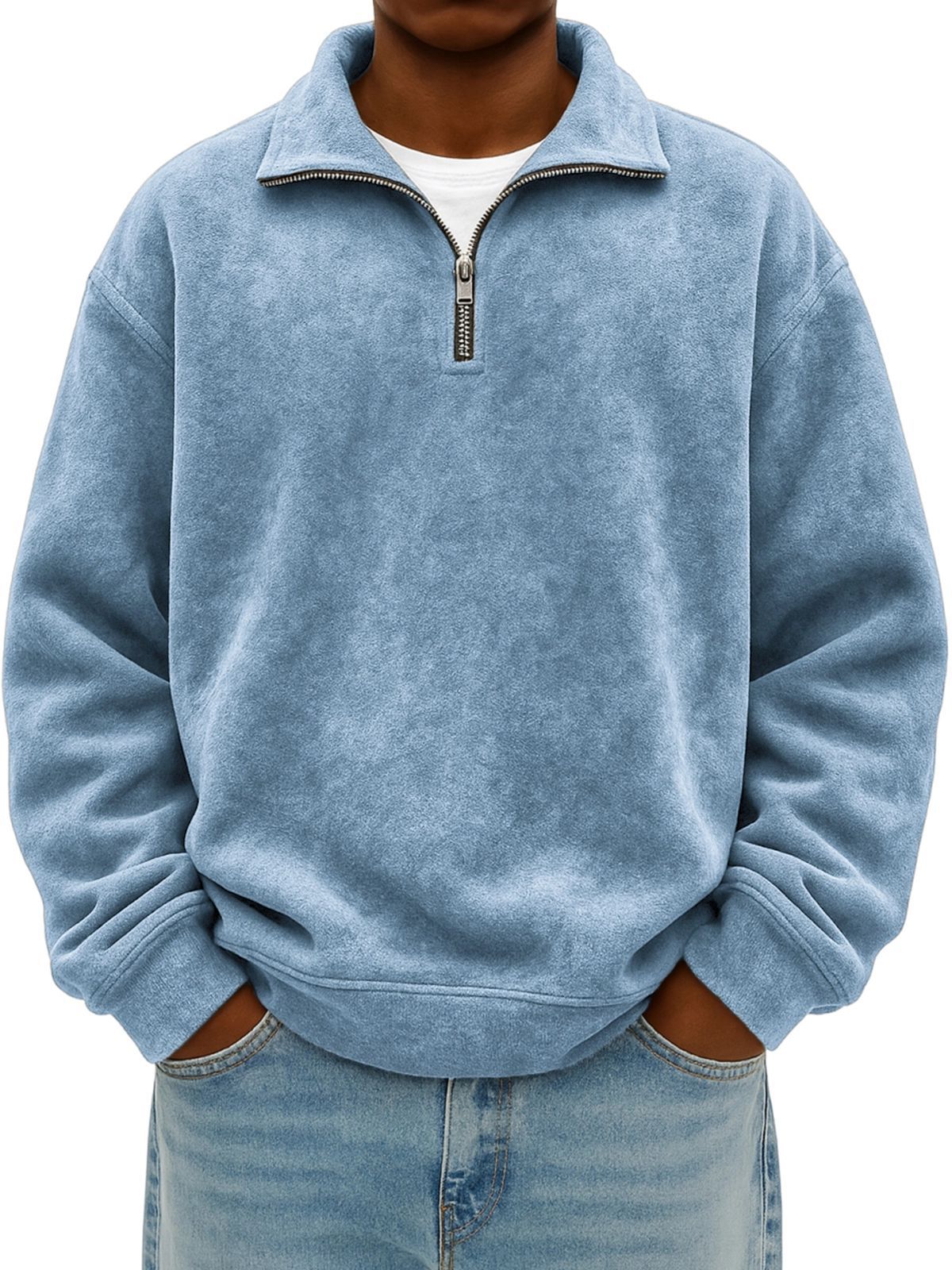 Light Blue half-zip sweatshirt