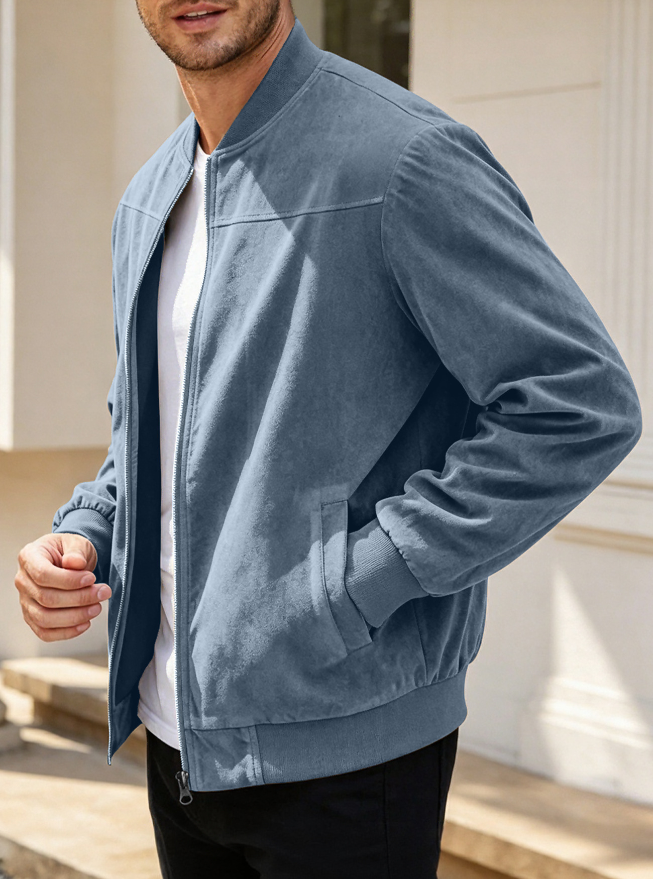 Men's Stand-Collar Full-Zip Casual Jacket