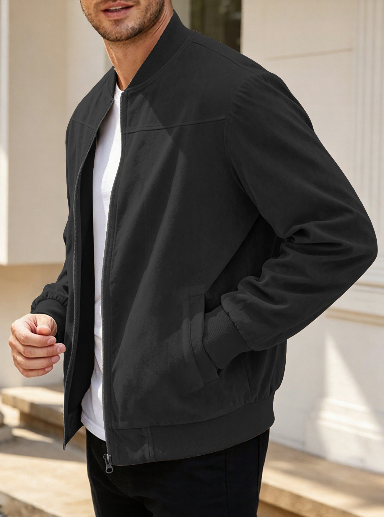 Men's Stand-Collar Full-Zip Casual Jacket