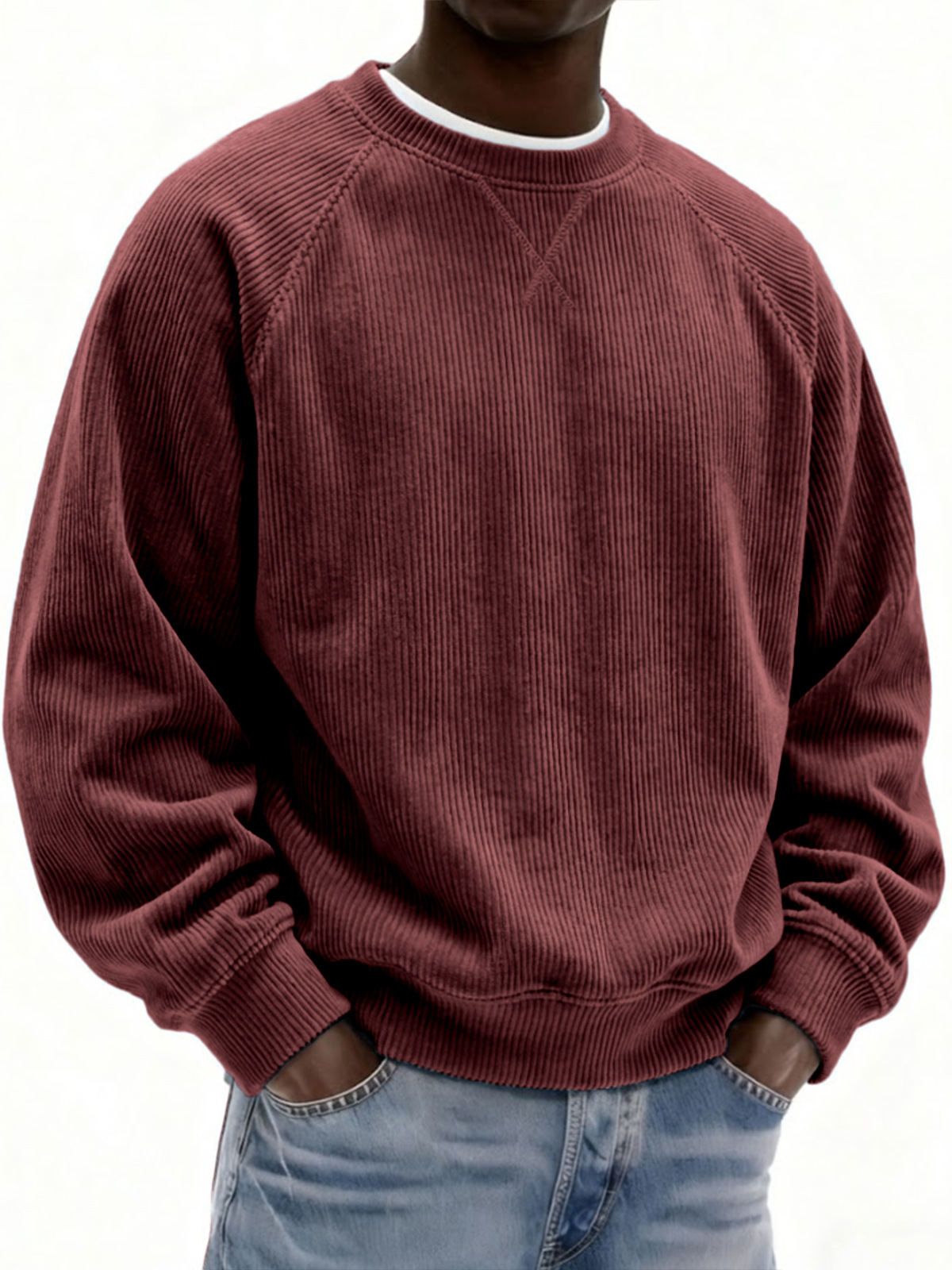 Burgundy corduroy crewneck sweatshirt