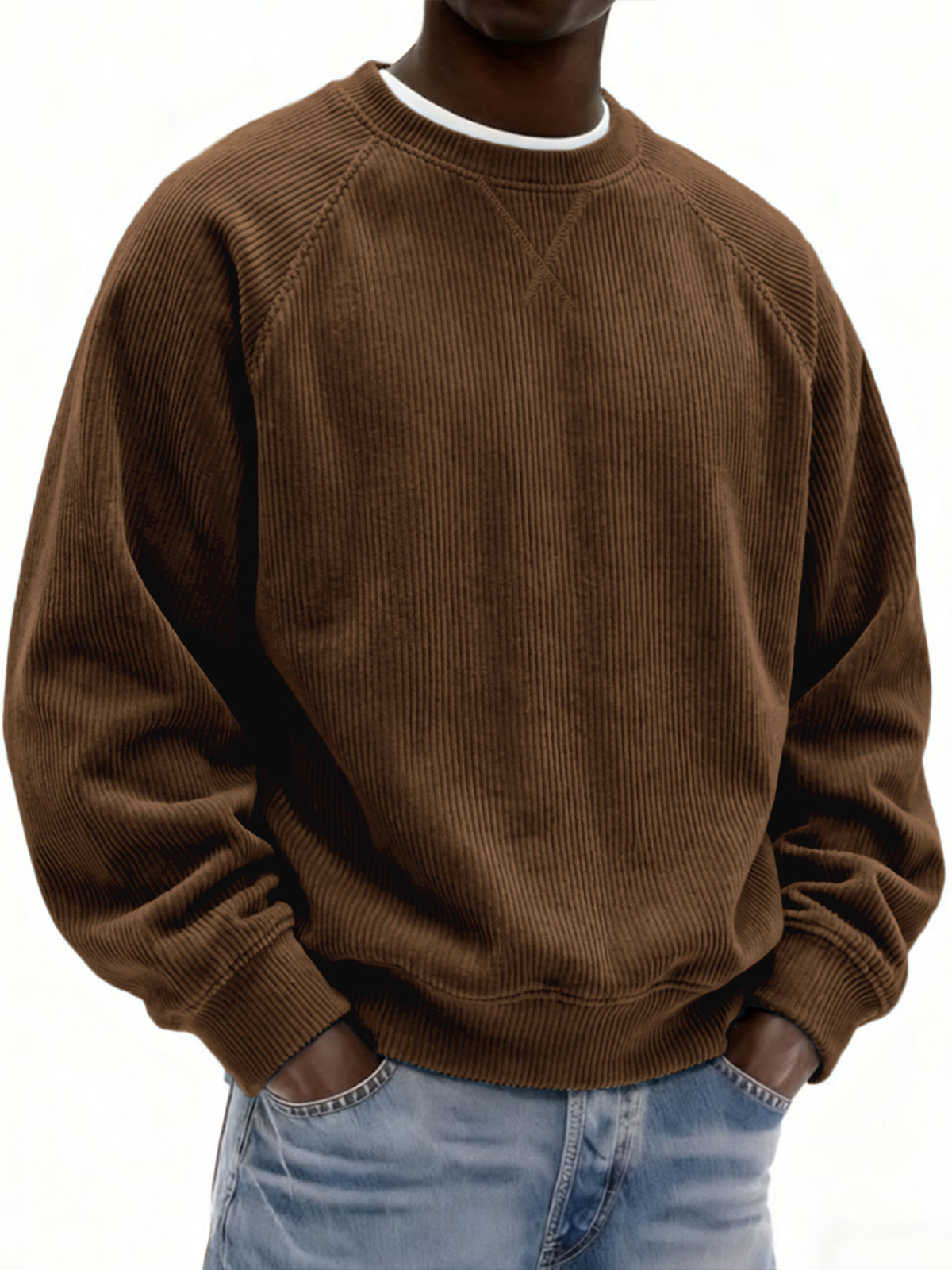 Brown corduroy crewneck sweatshirt