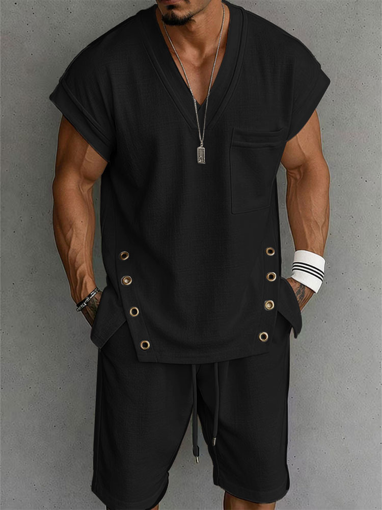 Summer Streetwear Tank Top and Shorts Set
