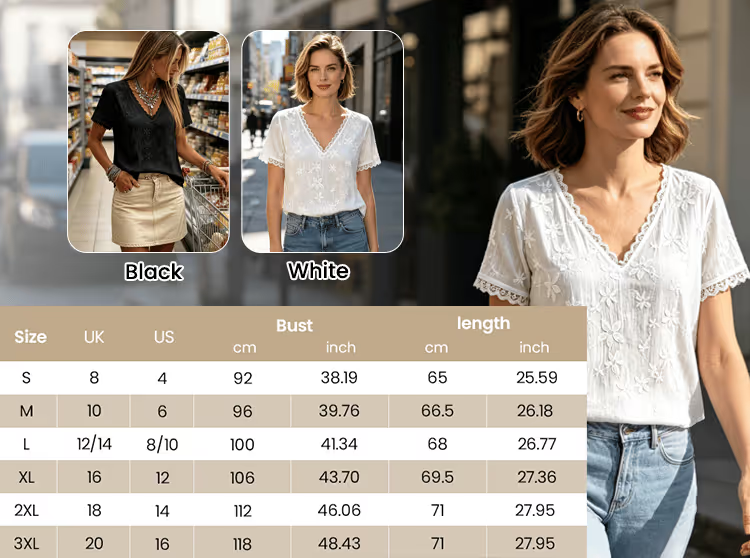 V Neck Lace Short Sleeve Blouse
