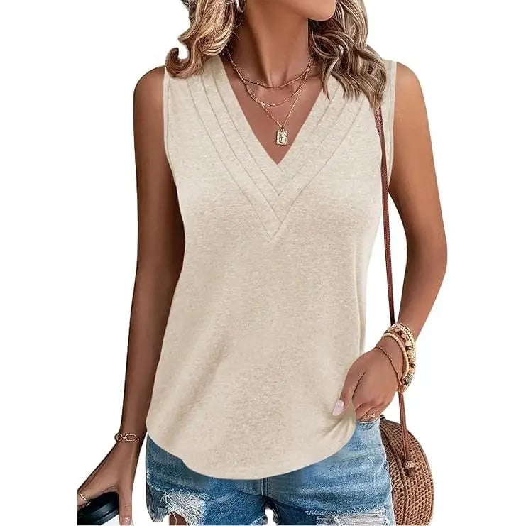 🎁✨Women V Neck Tank Tops Dressy Casual Summer Loose Fit Sleeveless Shirts Blouse Comfy Womenswear Soft Basic