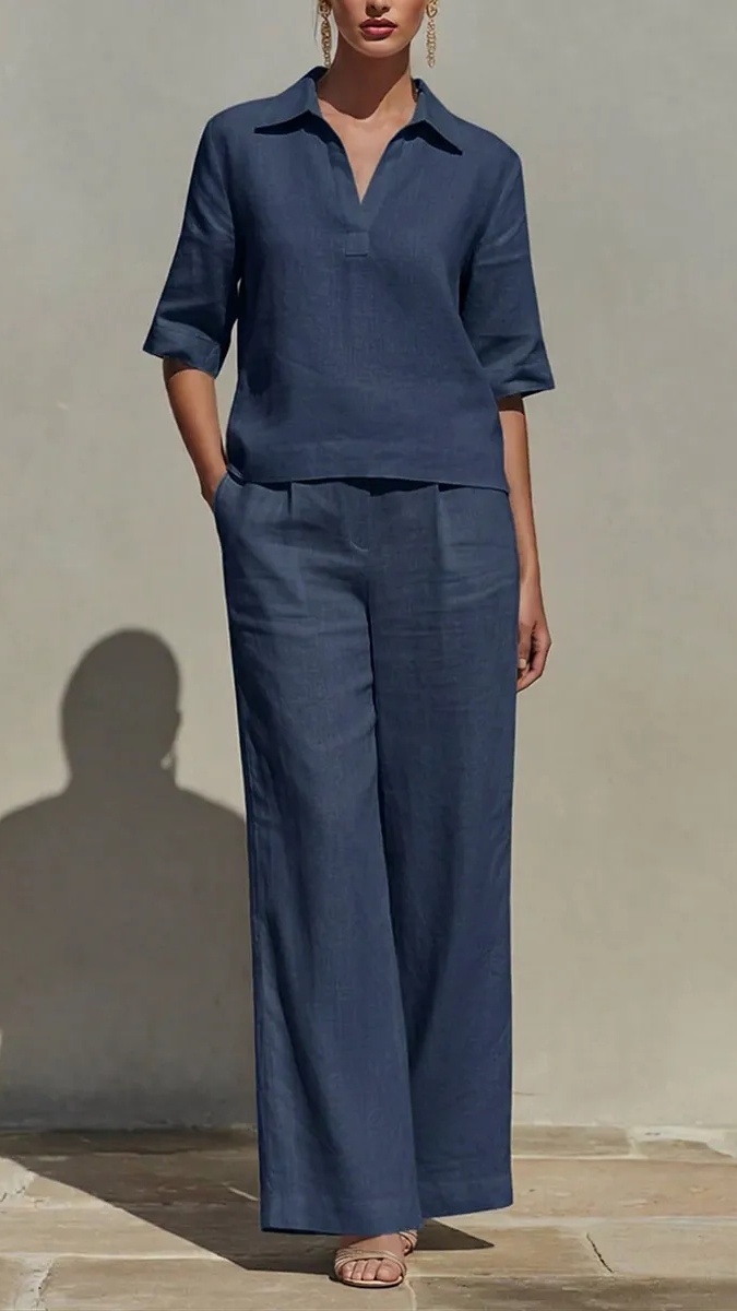 New Arrivals🔥Women's Solid Cotton Linen Two-Piece Set