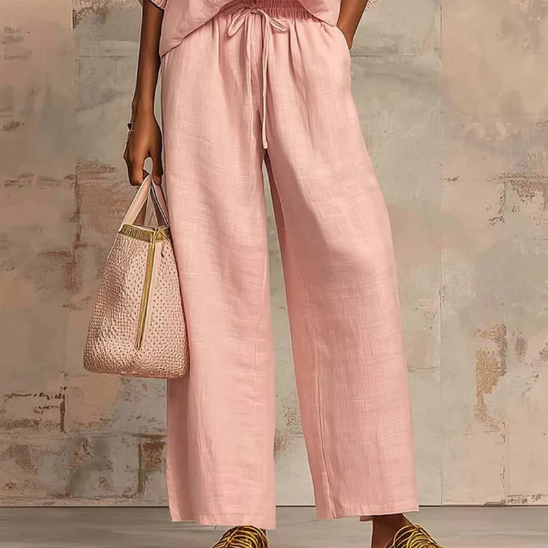 👚 40% OFF! 👖 Women's Solid Color 2-Piece Tracksuit – Puff Sleeve, Wide Leg, Zipper Detail ✨