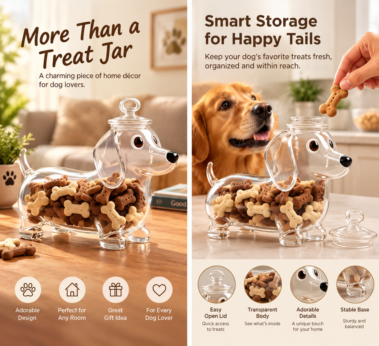 New Arrival – Creative Dog Treat Jar | Stylish Pet Snack Storage Container