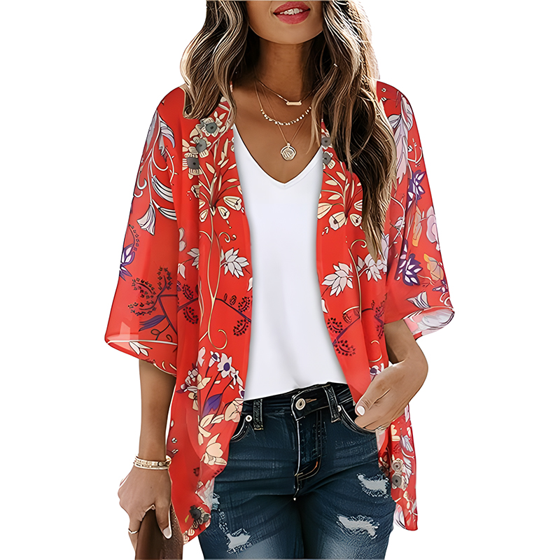 Women Floral Kimono Beach Cover Up