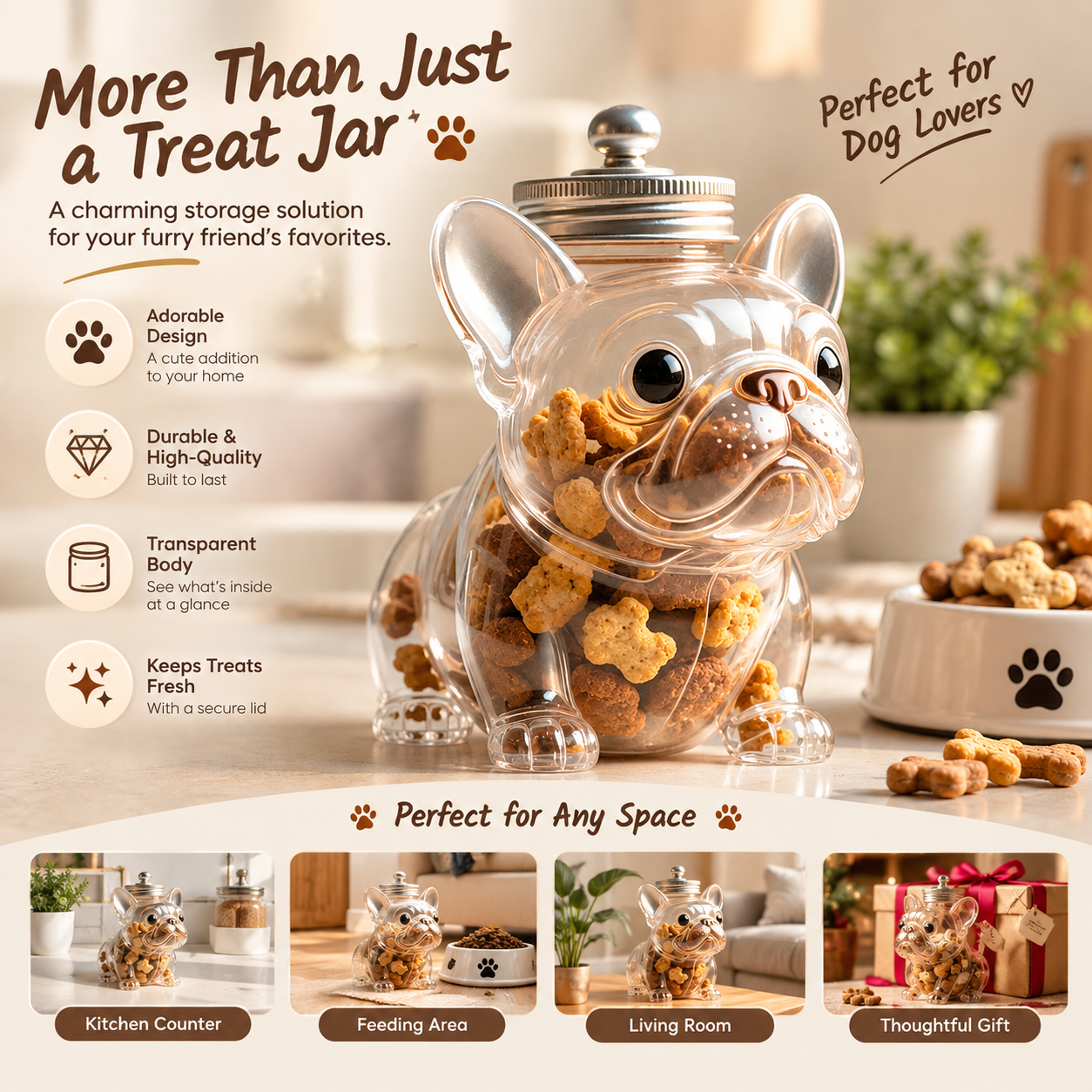 New Arrival – Creative Dog Treat Jar | Stylish Pet Snack Storage Container