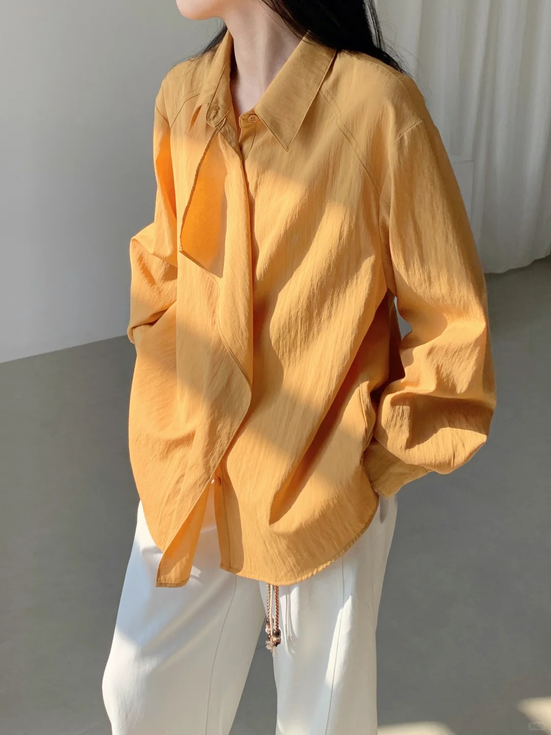 Mustard Yellow Draped Design Shirt