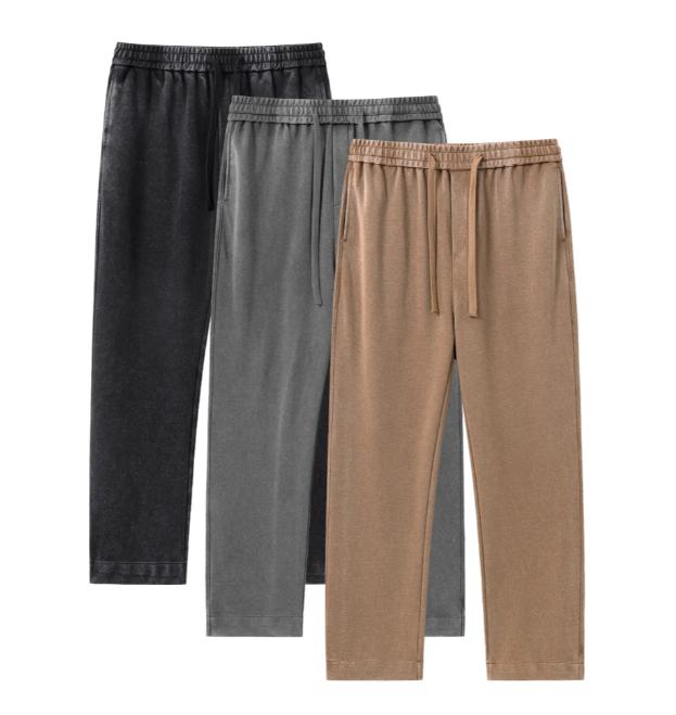 3 pack men’s acid wash, washed cotton solid color athletic casual sweatpants, all season, unisex