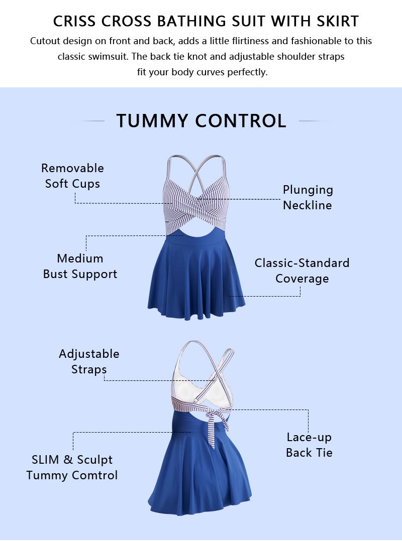 B2prity Women Cutout One Piece Skirt Swimsuit V Neck Wrap Tie Back Swimdress Tummy Control Bathing Suits High Rise Swimwear High Waist Swimwsuit SummerVibes