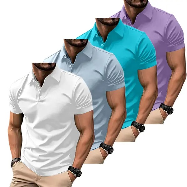 4-Pack Men’s Casual Business Polo Shirts, Simple and Comfortable