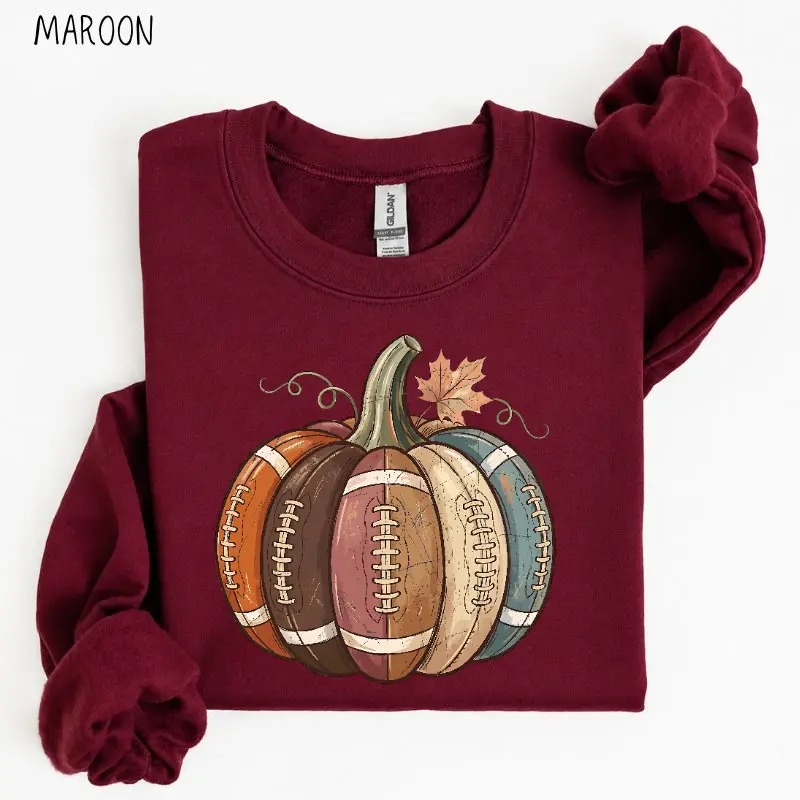 Football Fall Pumpkin Sweatshirt, Vintage Cozy Autumn Game Day Graphic, Pumpkin Season Shirt