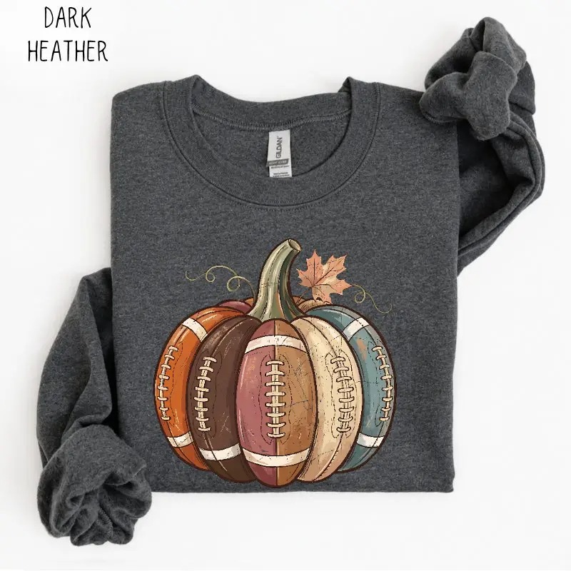 Football Fall Pumpkin Sweatshirt, Vintage Cozy Autumn Game Day Graphic, Pumpkin Season Shirt