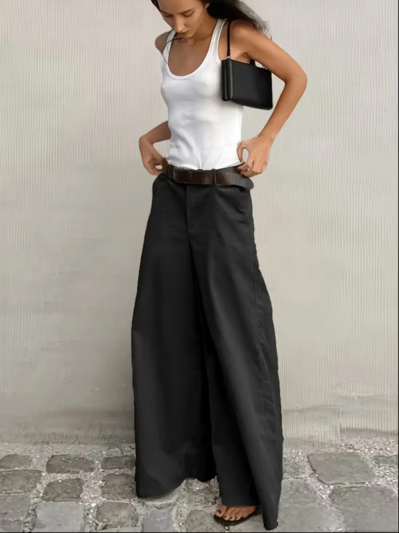 Women's Fashion Elegant Casual Office Pants, Solid Color Wide Leg