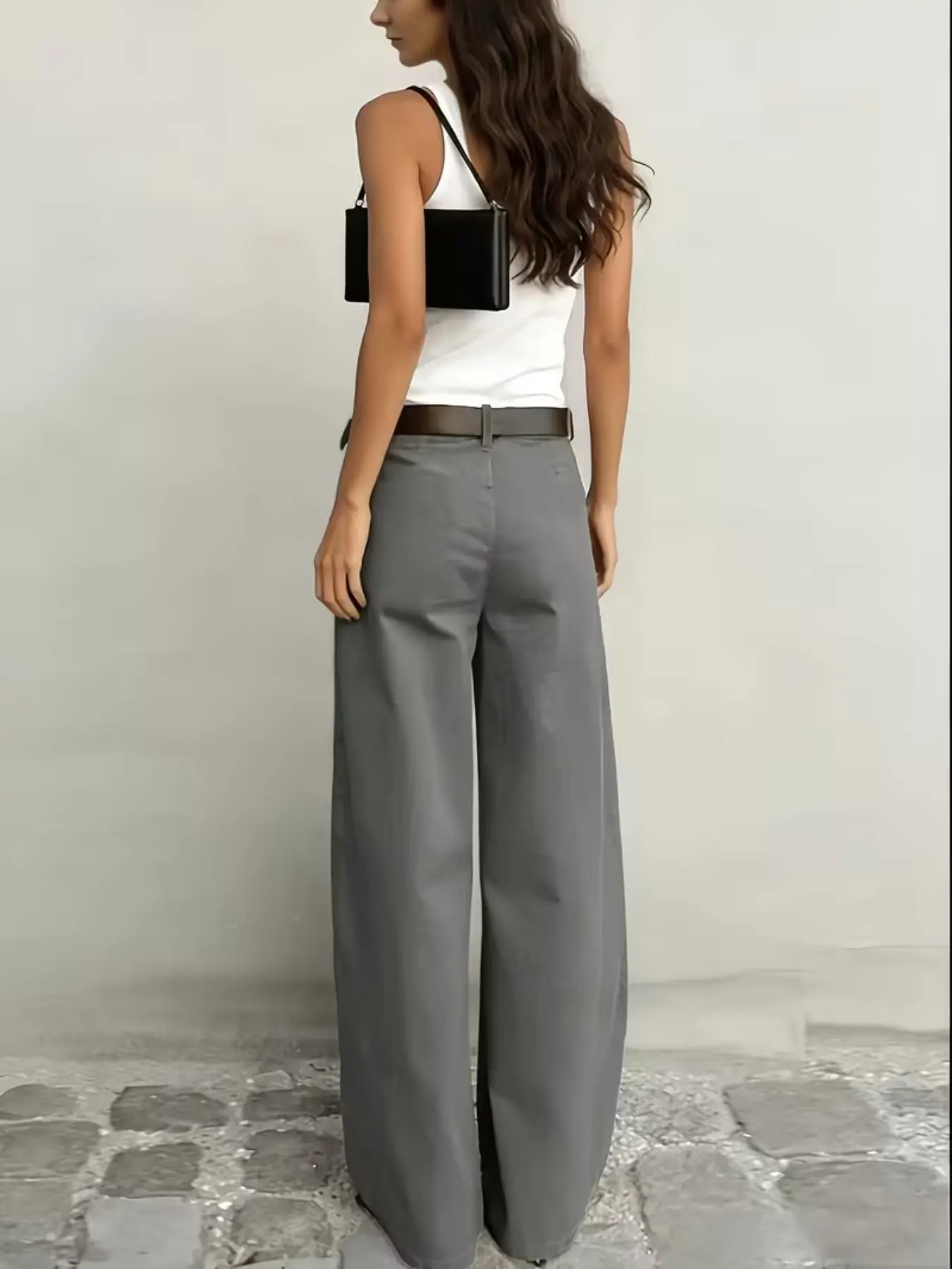 Women's Fashion Elegant Casual Office Pants, Solid Color Wide Leg