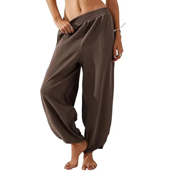 Womens Baggy Wide Leg Pants Casual Loose Elastic Waisted Palazzo Harem Pants