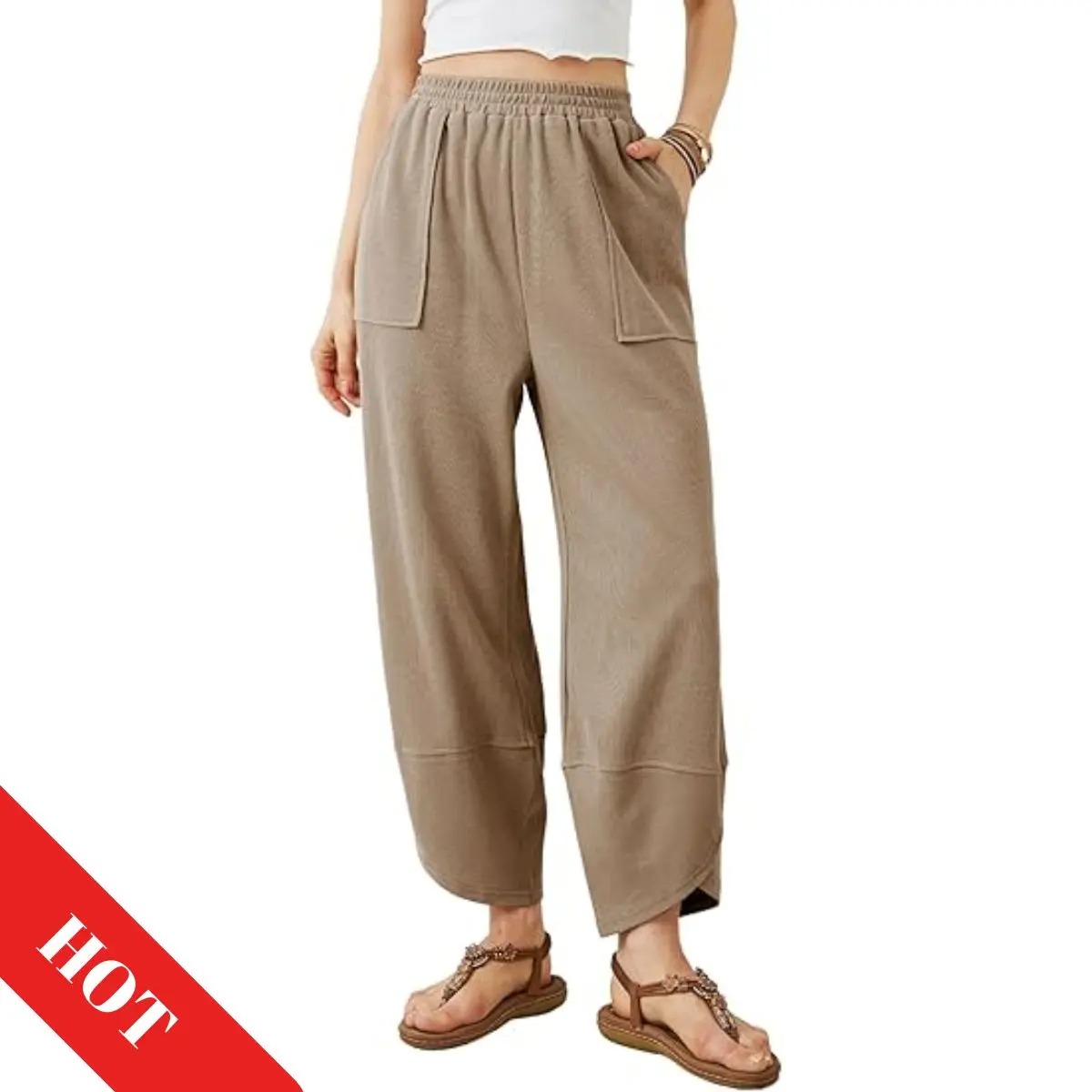Womens Baggy Wide Leg Pants Casual Loose Elastic Waisted Palazzo Harem Pants