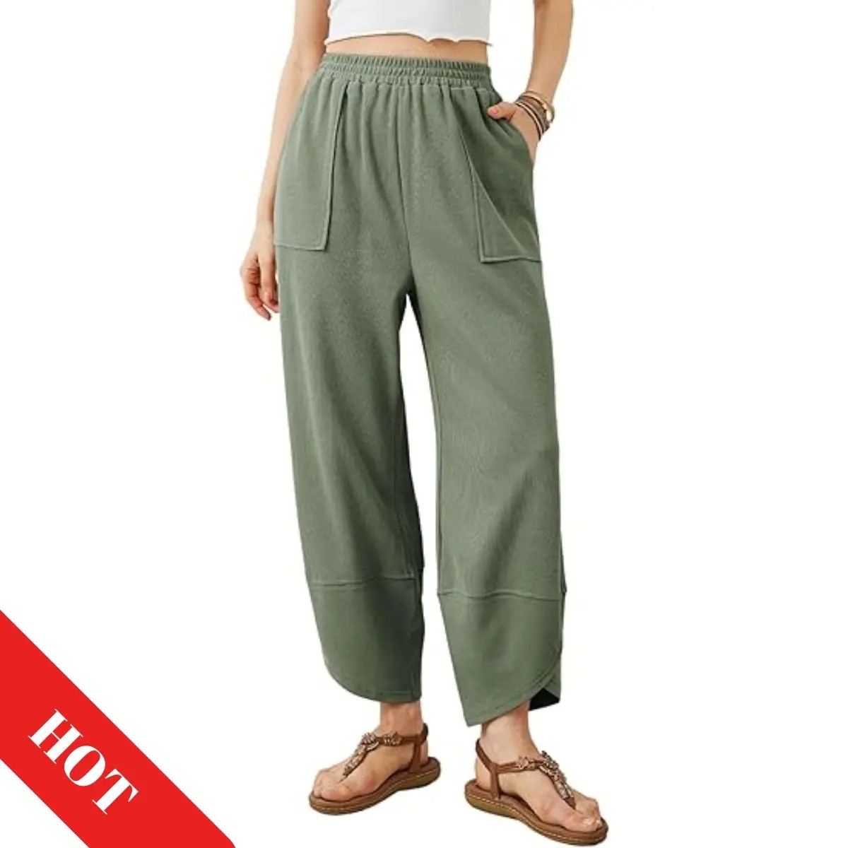 Womens Baggy Wide Leg Pants Casual Loose Elastic Waisted Palazzo Harem Pants