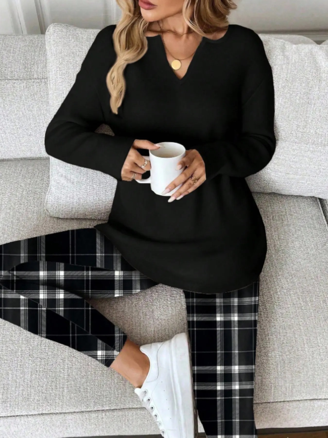 Women's Long-Sleeve T-Shirt and Leggings Two-Piece Set — Casual Loungewear