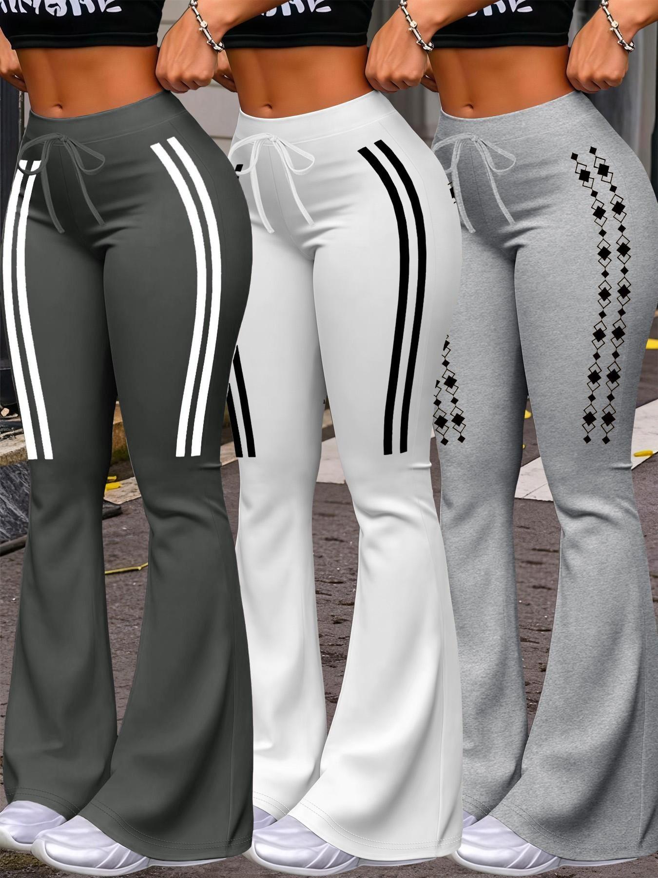 Women's Casual Fashion Long Pants, Milk Silk Flared Yoga Pants