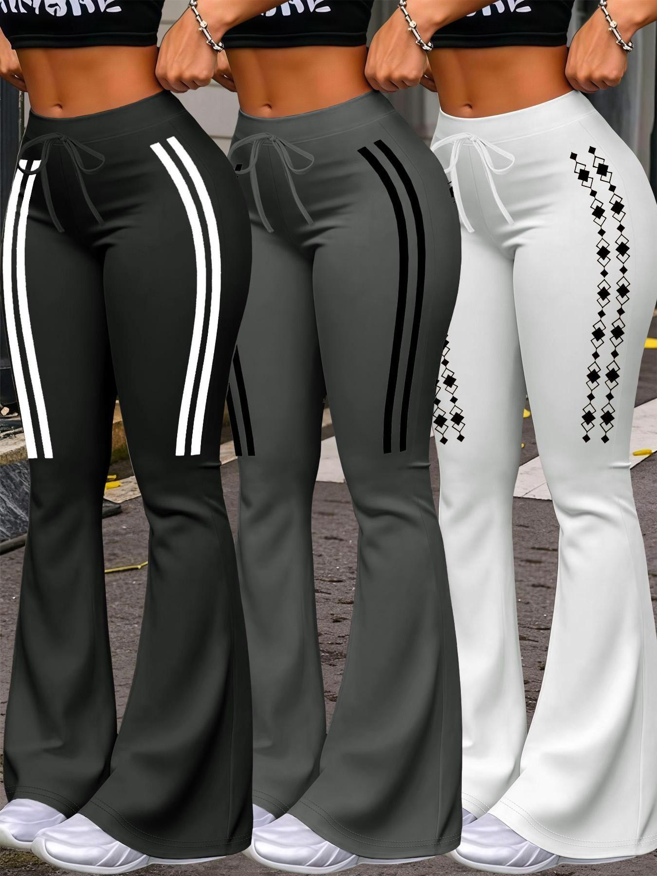 Women's Casual Fashion Long Pants, Milk Silk Flared Yoga Pants