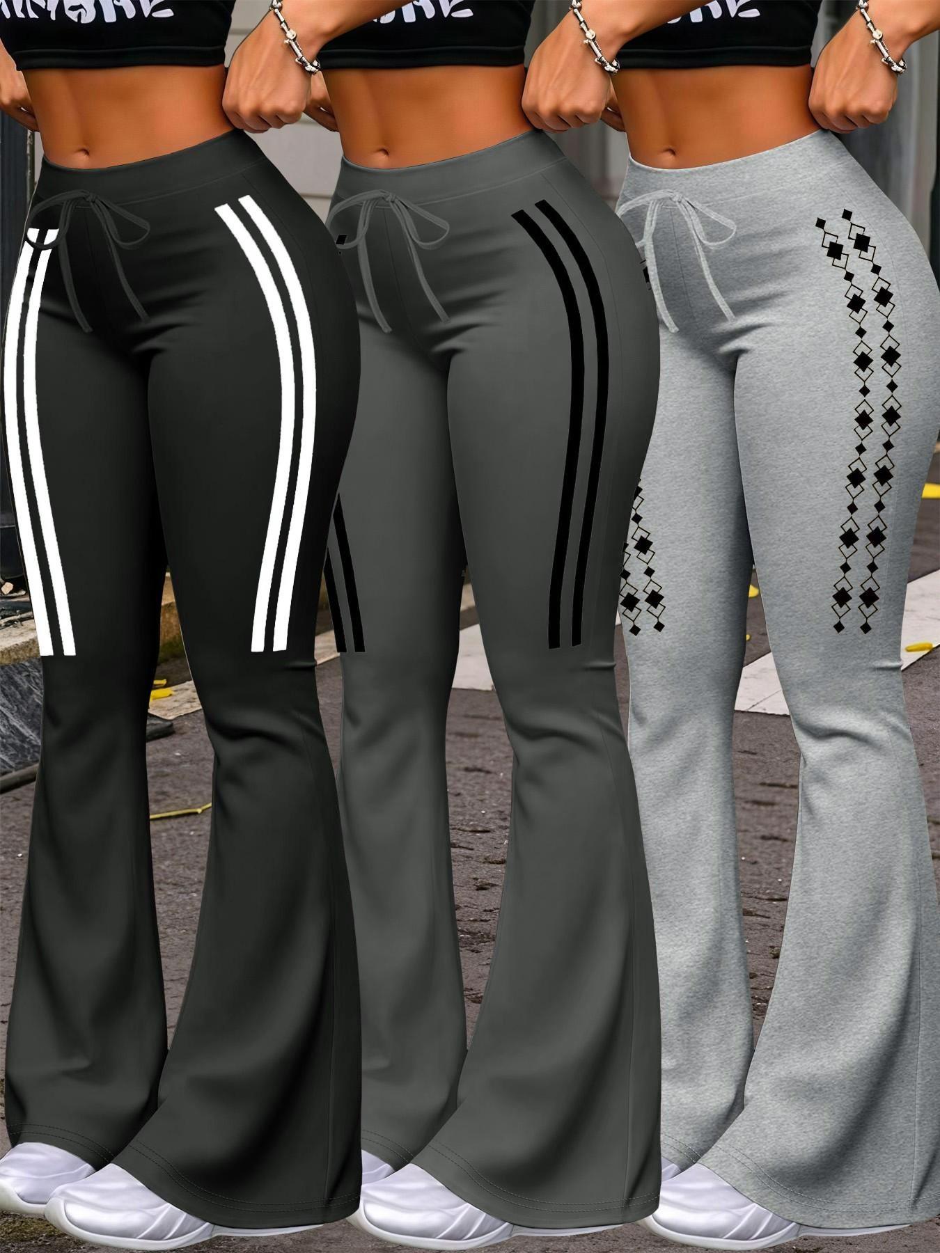 Women's Casual Fashion Long Pants, Milk Silk Flared Yoga Pants