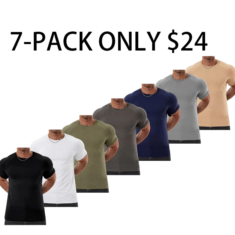 Men's raglan sleeve T-shirt, wrinkle-resistant stretch fabric, sporty slim fit