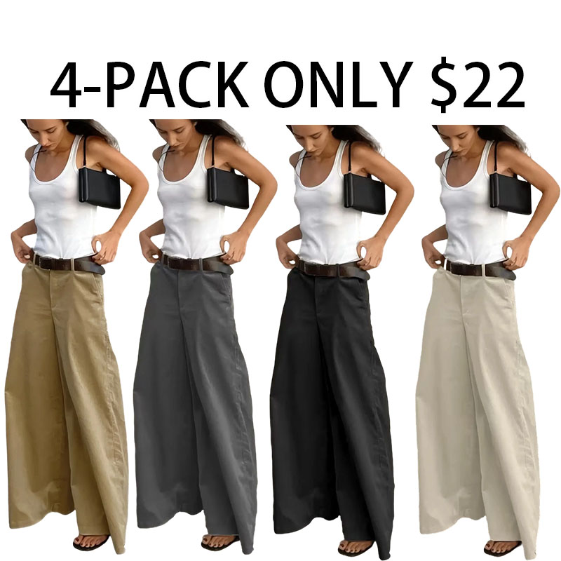 Women's Fashion Elegant Casual Office Pants, Solid Color Wide Leg