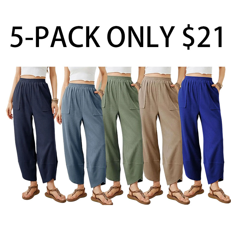 Womens Baggy Wide Leg Pants Casual Loose Elastic Waisted Palazzo Harem Pants