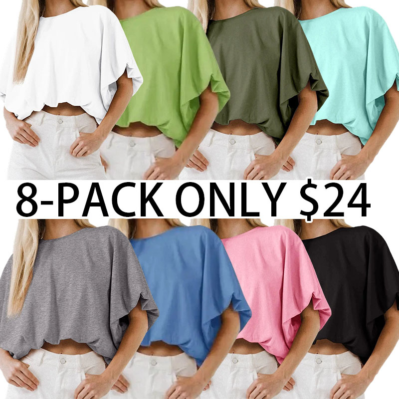 Women's Slouchy Dolman Sleeve Crop Top – Soft & Flowy Casual Summer Tee
