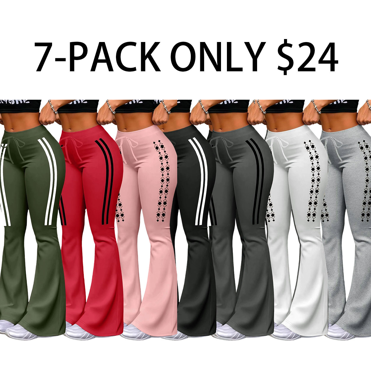 Women's Casual Fashion Long Pants, Milk Silk Flared Yoga Pants