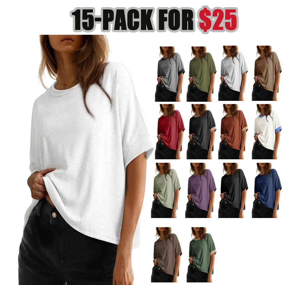 Women's Tops for Women 2026 Loose Oversized Basic Tee Comfortable Soft Fabric Flattering Fit - Womenswear
