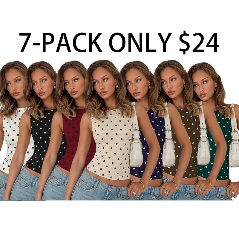 Women's Colorblock Polka Dots Print Casual Chic Sleeveless Tank Top