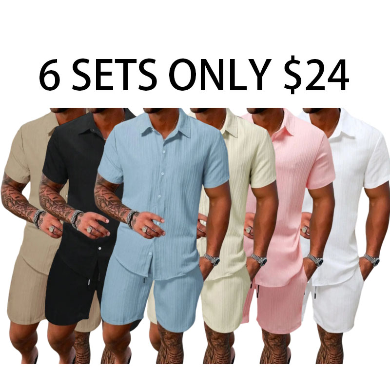Men's Premium 2-Piece Resort Set - Short Sleeve Shirt & Shorts