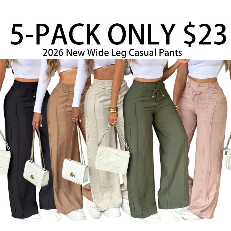 2026 New Women's Wide Leg Casual Pants Trouser, Vertical Line Pleated Design
