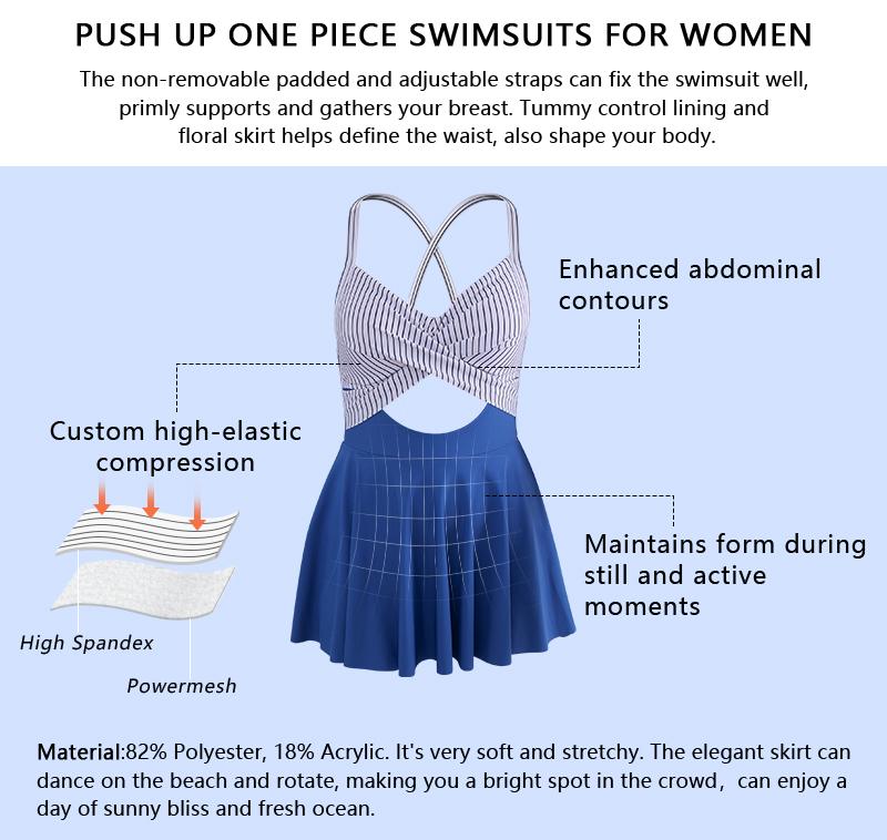 B2prity Women Cutout One Piece Skirt Swimsuit V Neck Wrap Tie Back Swimdress Tummy Control Bathing Suits High Rise Swimwear High Waist Swimwsuit SummerVibes