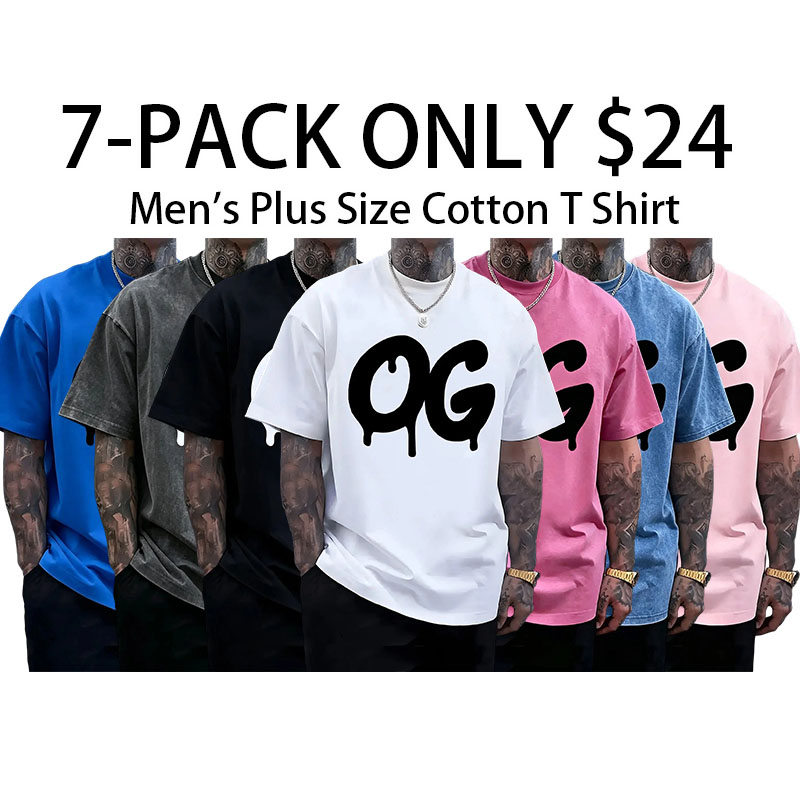Men's Plus Size Casual 100% Cotton Short Sleeve White T-Shirt