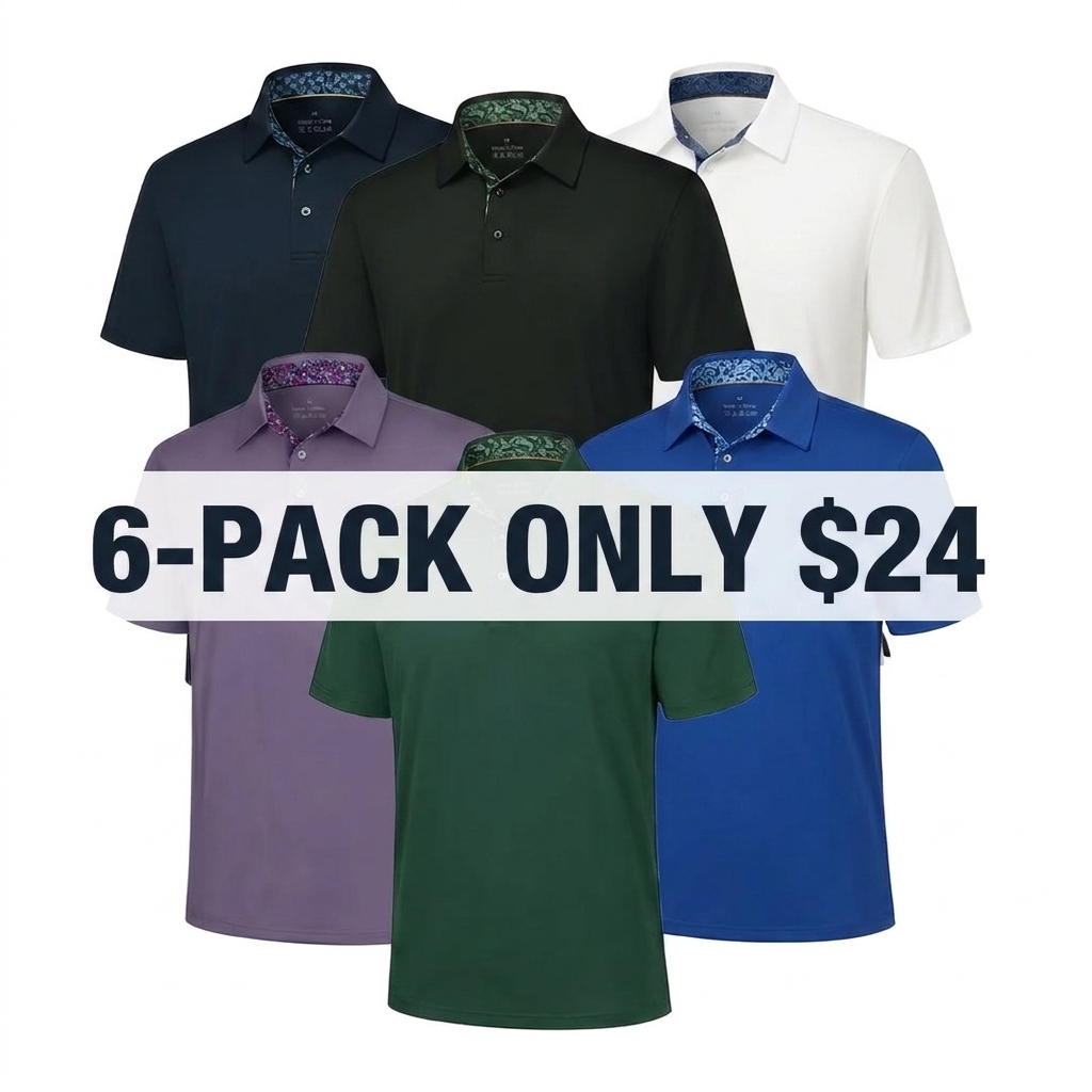 3-Pack Men's Polo Shirts – Soft Breathable Cotton, Comfortable